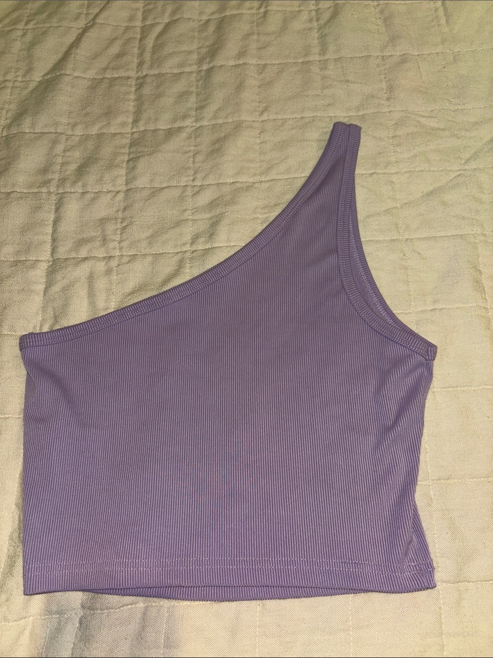 SHEIN Lavender Ribbed One-Shoulder Crop Top
